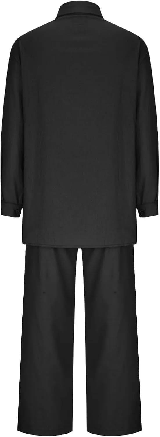 2 Piece Sets for Women Summer Long Sleeve Shirts & Wide Leg Trousers Loose Fit Dressy Cotton Linen Sets Outfits 2025