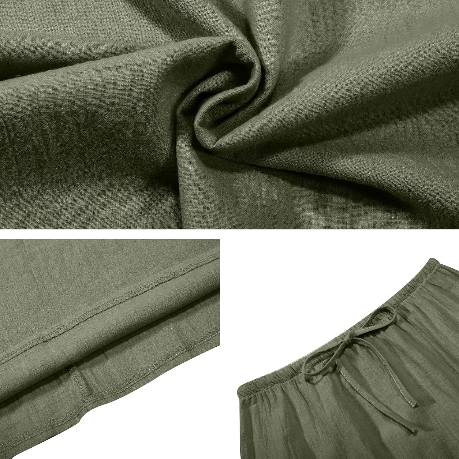 2025 Summer Linen Maxi Skirts for Women, Cute Vacation Boho Long Flowy Skirts, Comfy Drawstring Waist A Line Skirts