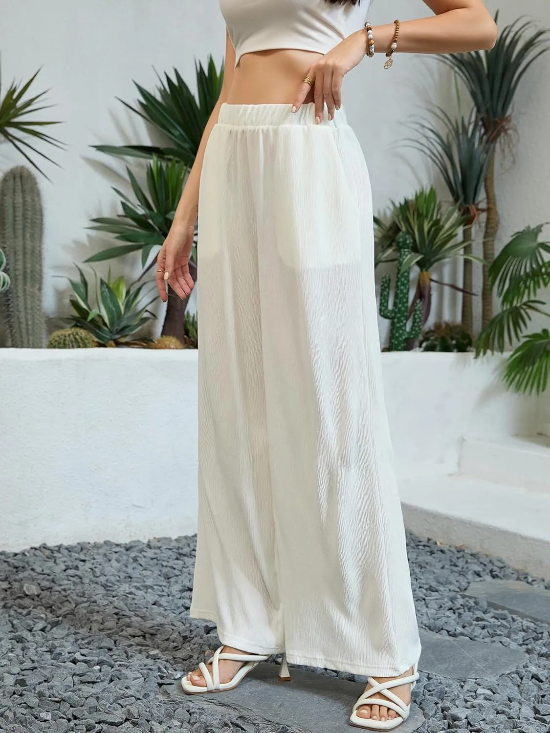 2025 Women Pants Summer Casual Loose Wide Leg Palazzo Pants