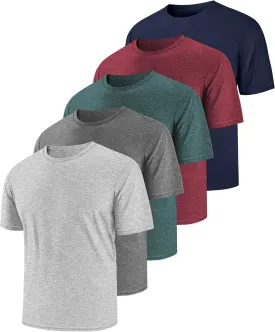 5 Pack T Shirts for Man UPF 50  Short Sleeve Dry Fit Workout T-Shirts Gym Running Activewear Tee Summer Tops