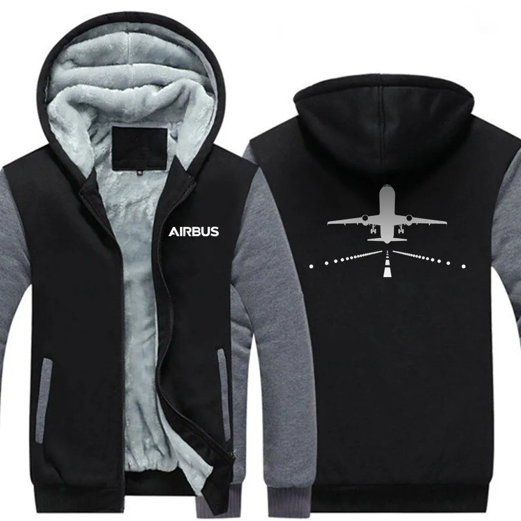 AIRBUS A320 RUNWAY WINTER THICK ZIP SWEATSHIRTS
