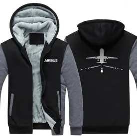 AIRBUS A320 RUNWAY WINTER THICK ZIP SWEATSHIRTS