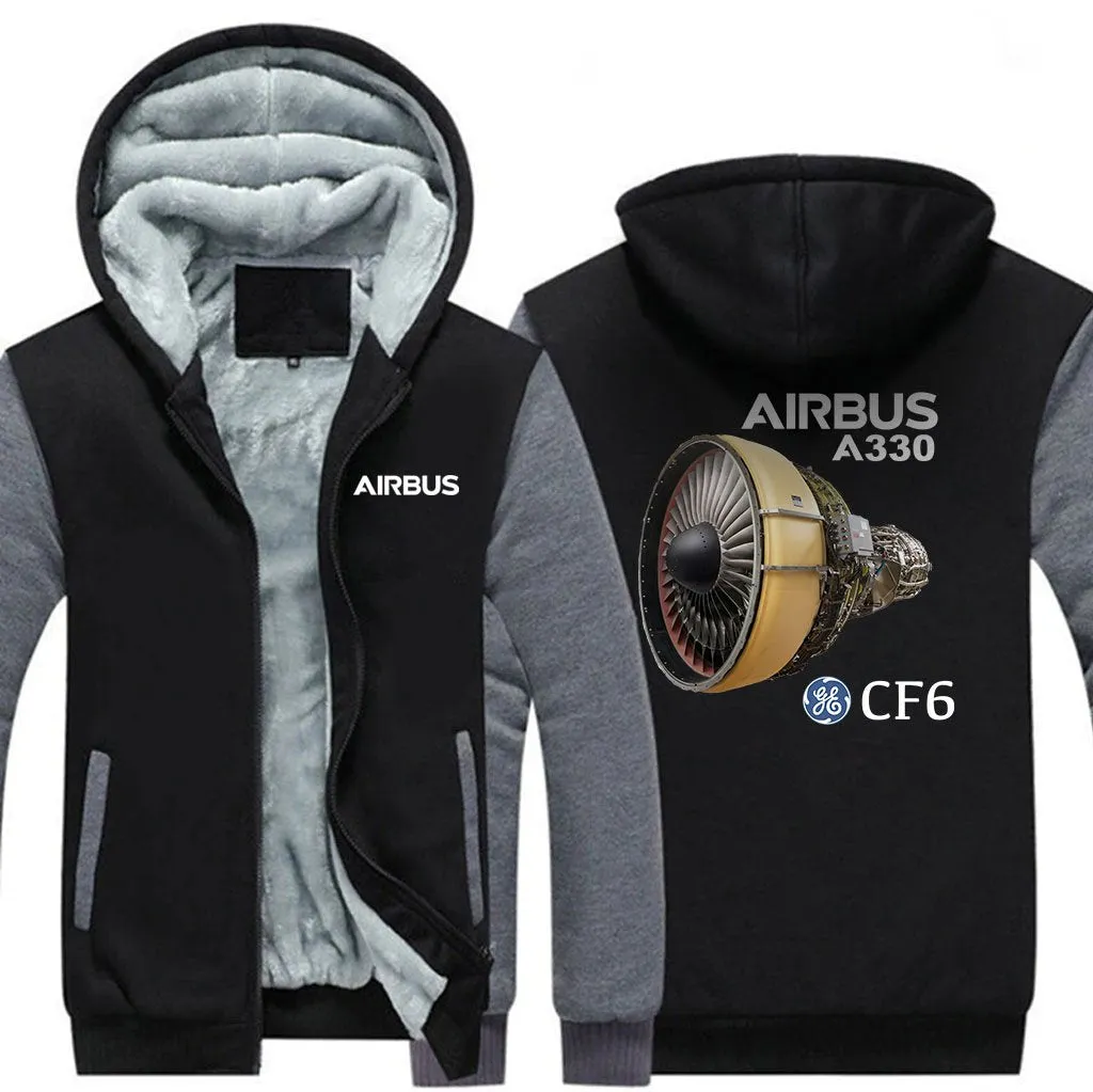 AIRBUS A330 CFM6 WINTER THICK ZIP SWEATSHIRTS