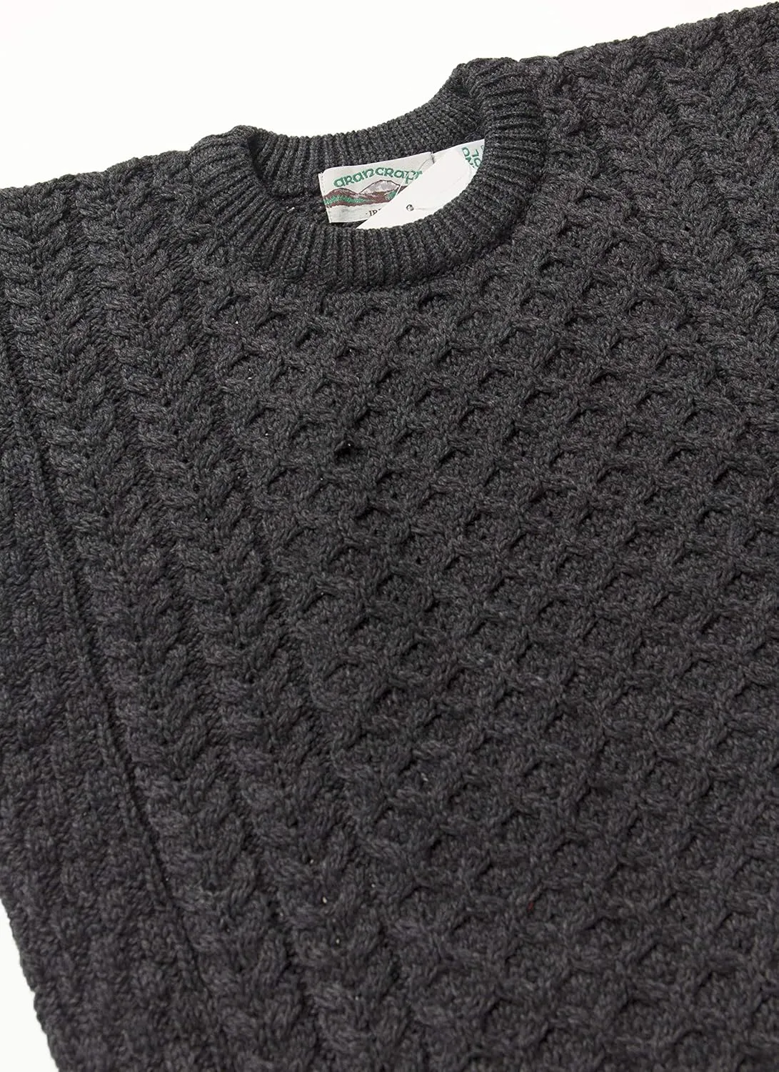 Aran Crafts Unisex Irish Cable Knitted Crew Neck Sweater (100% Merino Wool)