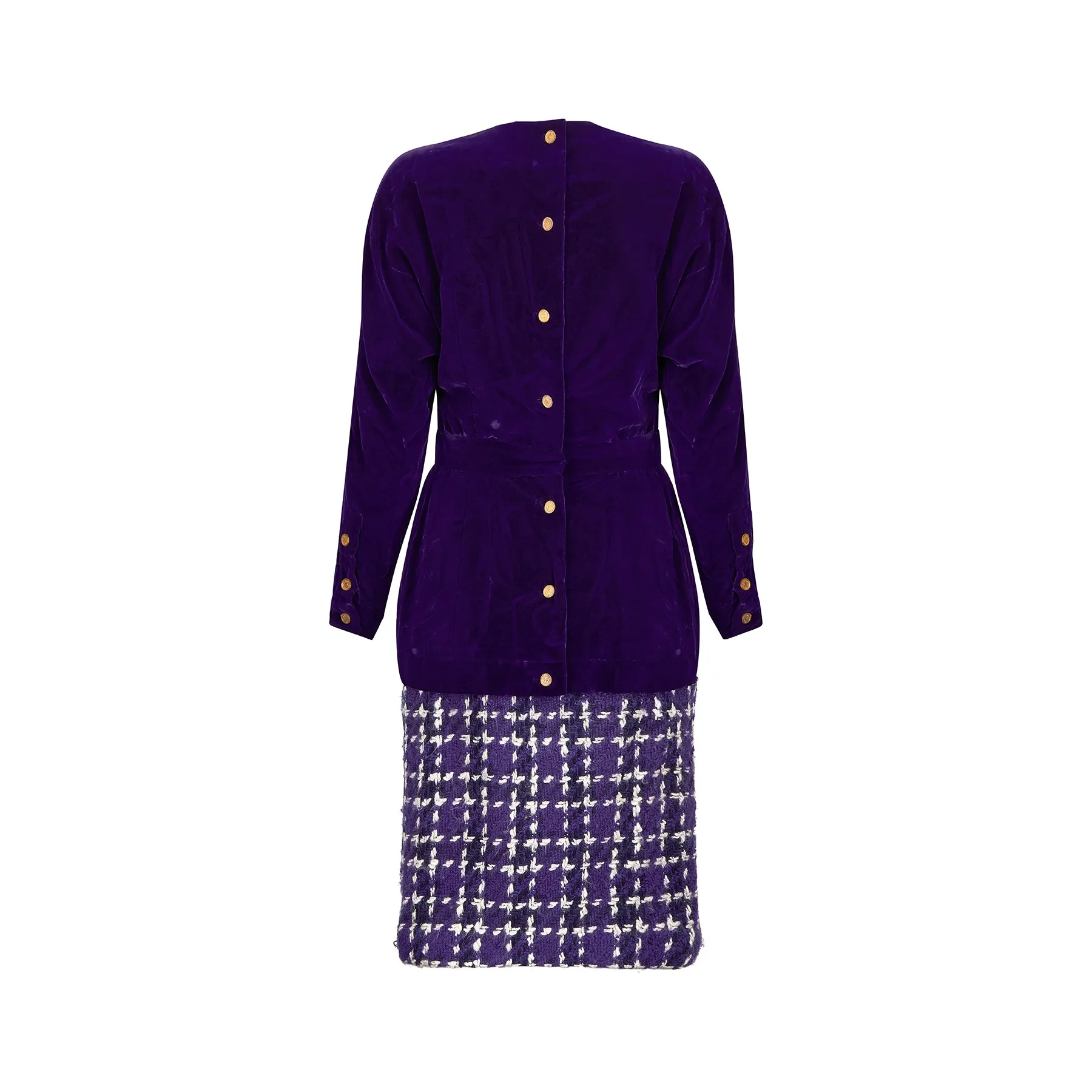 ARCHIVE - 1985 Chanel Haute Couture Purple Tweed Velvet Three-Piece Suit