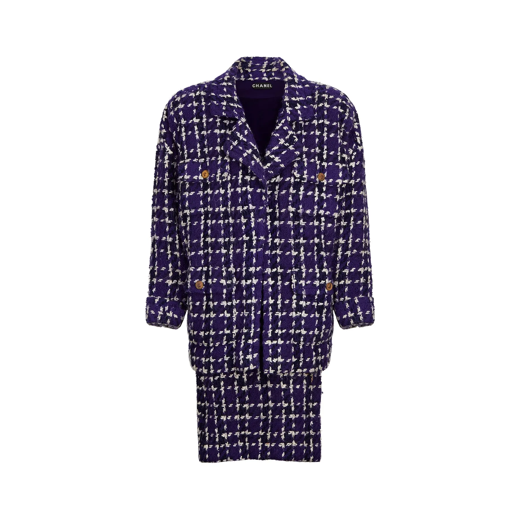 ARCHIVE - 1985 Chanel Haute Couture Purple Tweed Velvet Three-Piece Suit