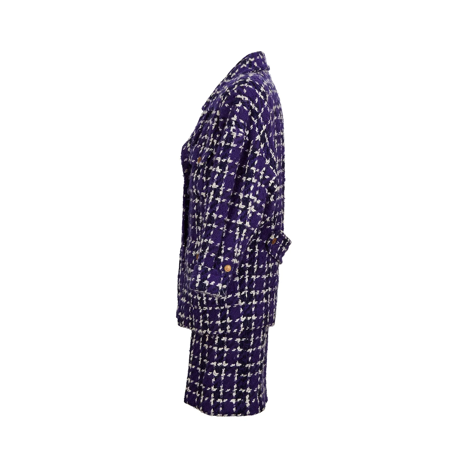 ARCHIVE - 1985 Chanel Haute Couture Purple Tweed Velvet Three-Piece Suit