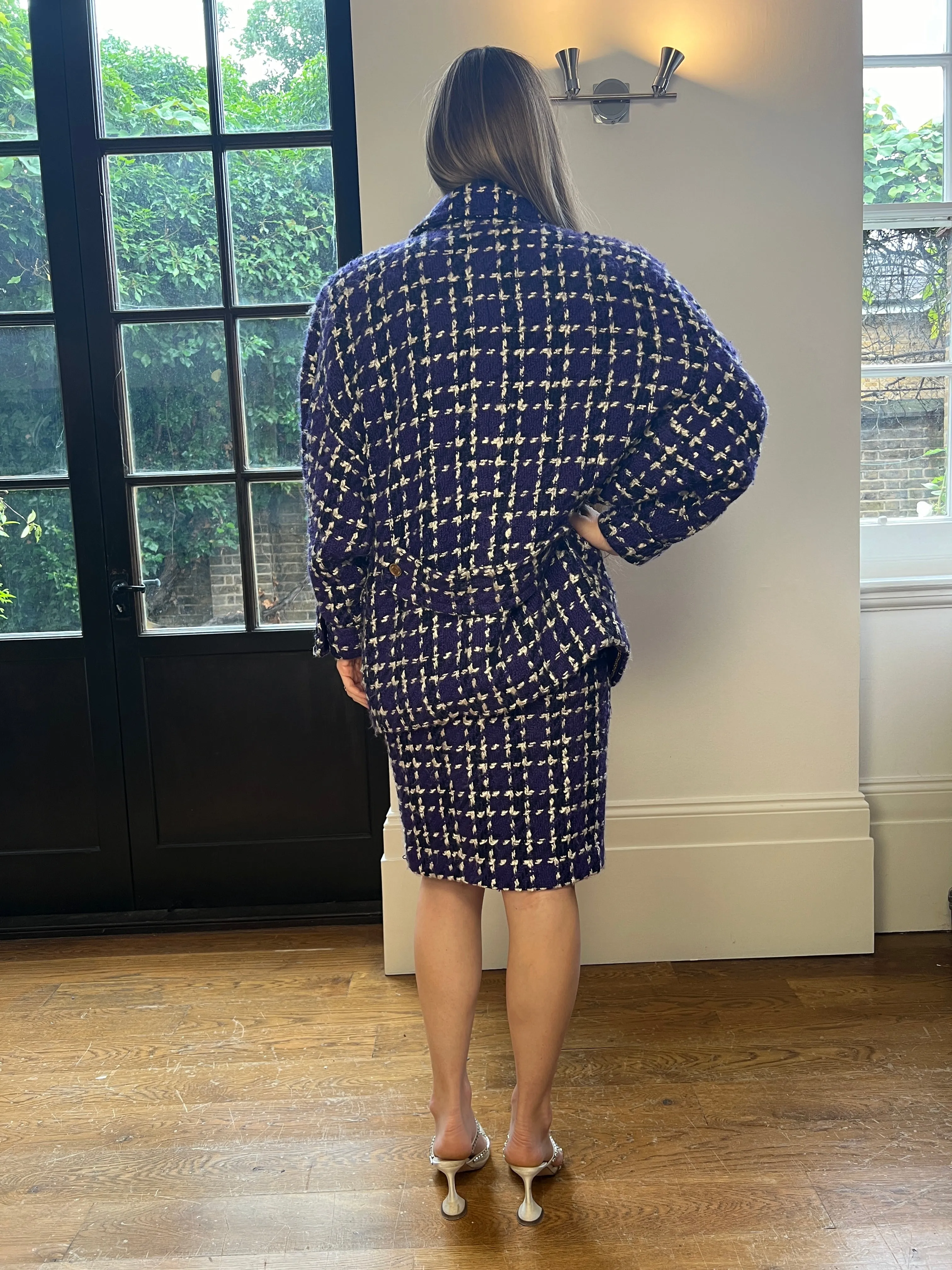 ARCHIVE - 1985 Chanel Haute Couture Purple Tweed Velvet Three-Piece Suit