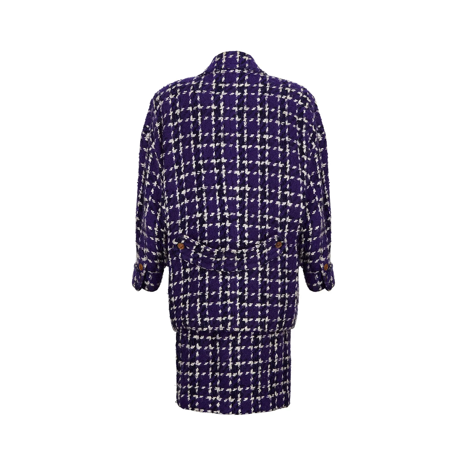 ARCHIVE - 1985 Chanel Haute Couture Purple Tweed Velvet Three-Piece Suit
