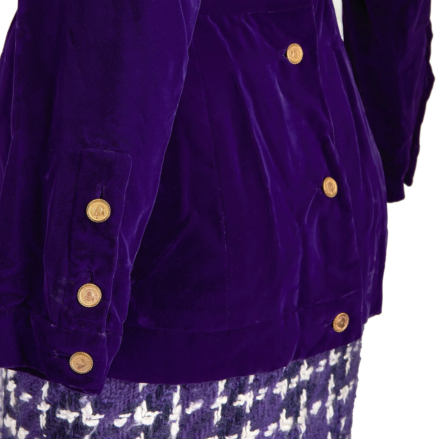 ARCHIVE - 1985 Chanel Haute Couture Purple Tweed Velvet Three-Piece Suit