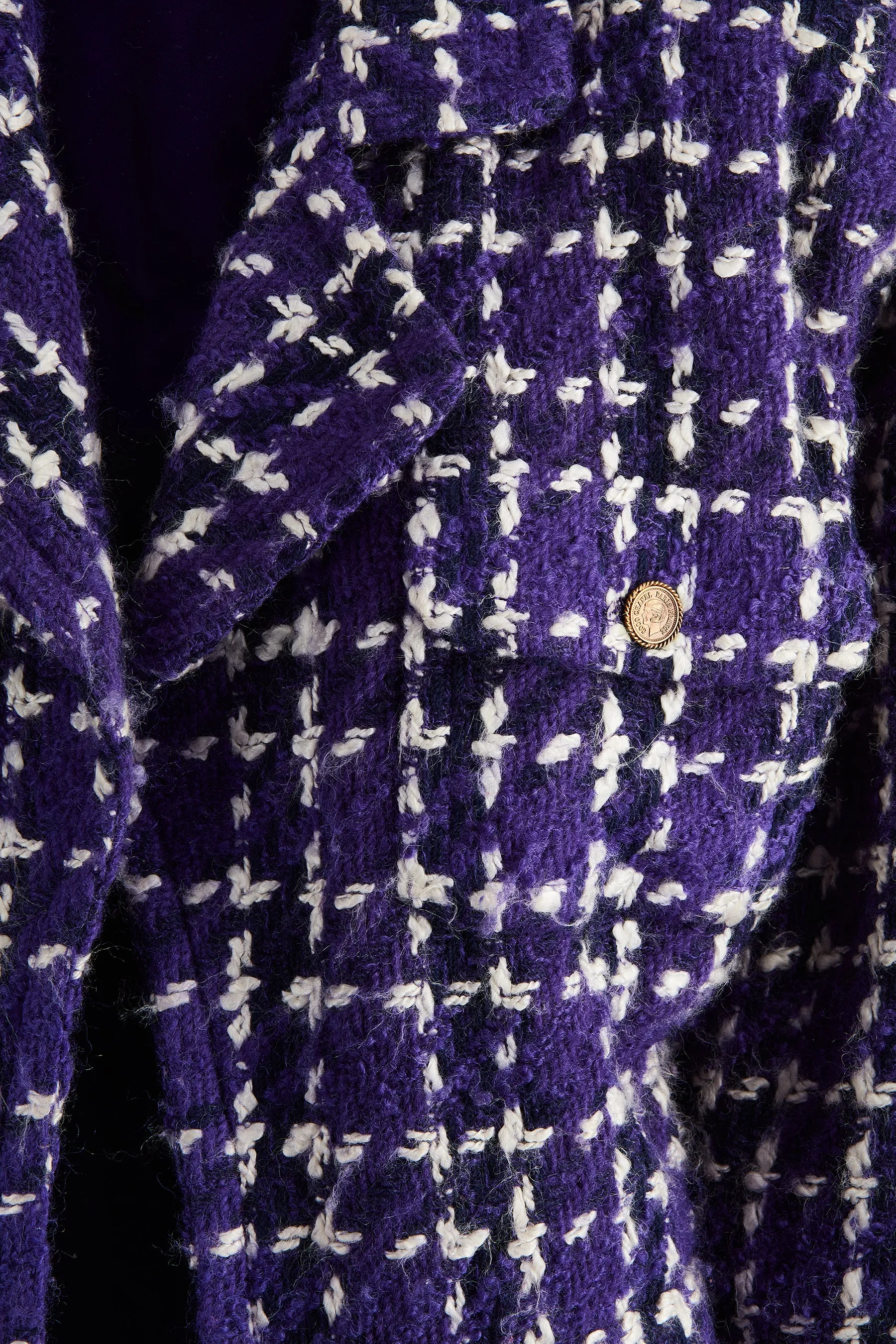 ARCHIVE - 1985 Chanel Haute Couture Purple Tweed Velvet Three-Piece Suit
