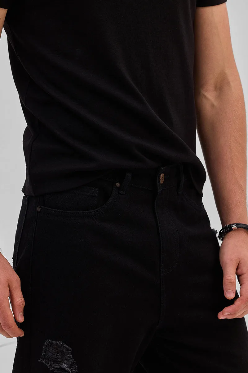 Black Distressed Loose Fit Jeans