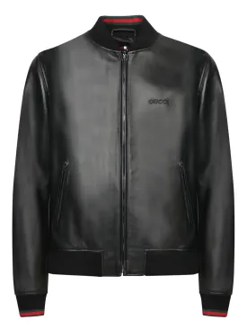 Black Leather Bomber Jacket