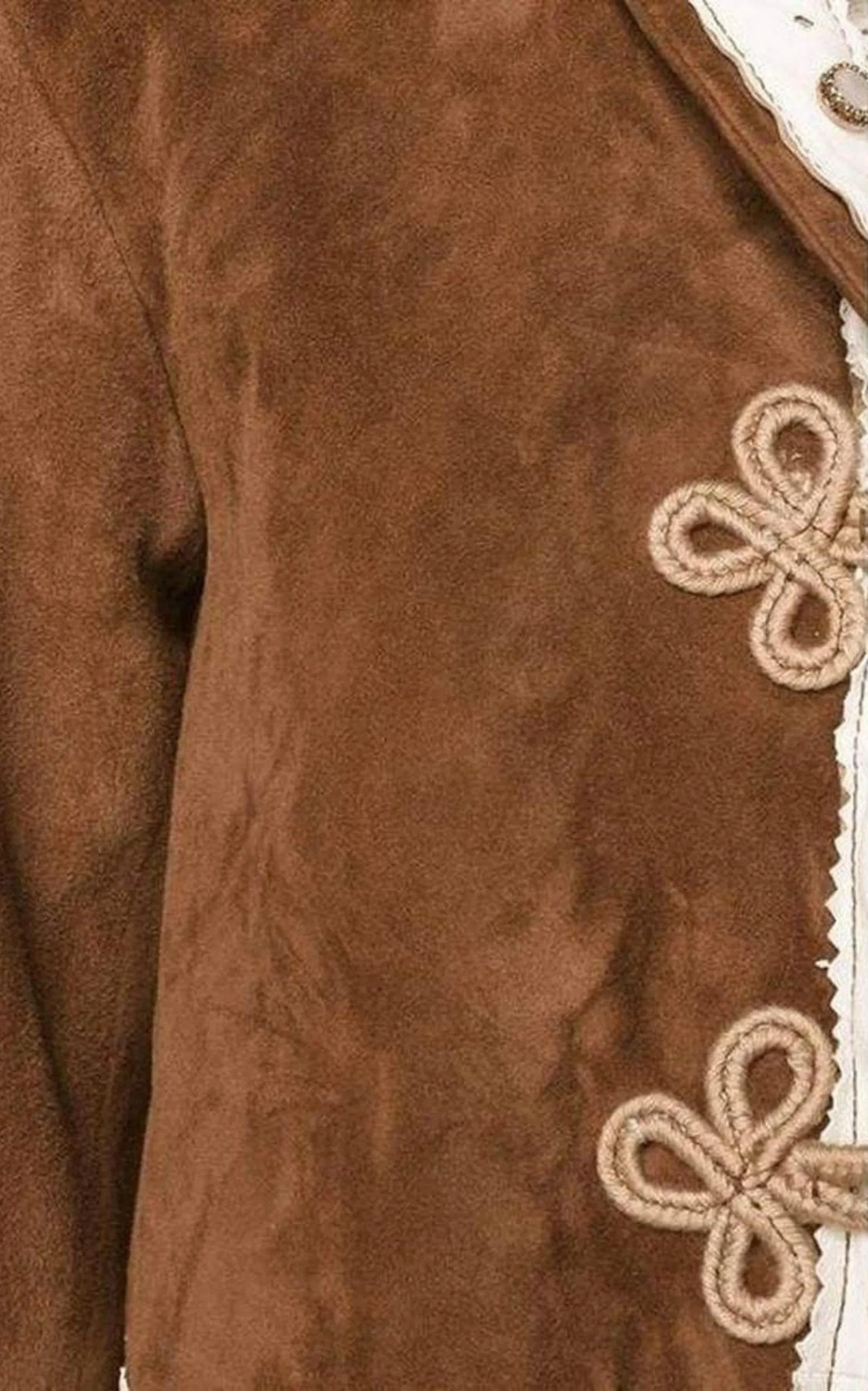 Brown Suede Embroidered Jacket