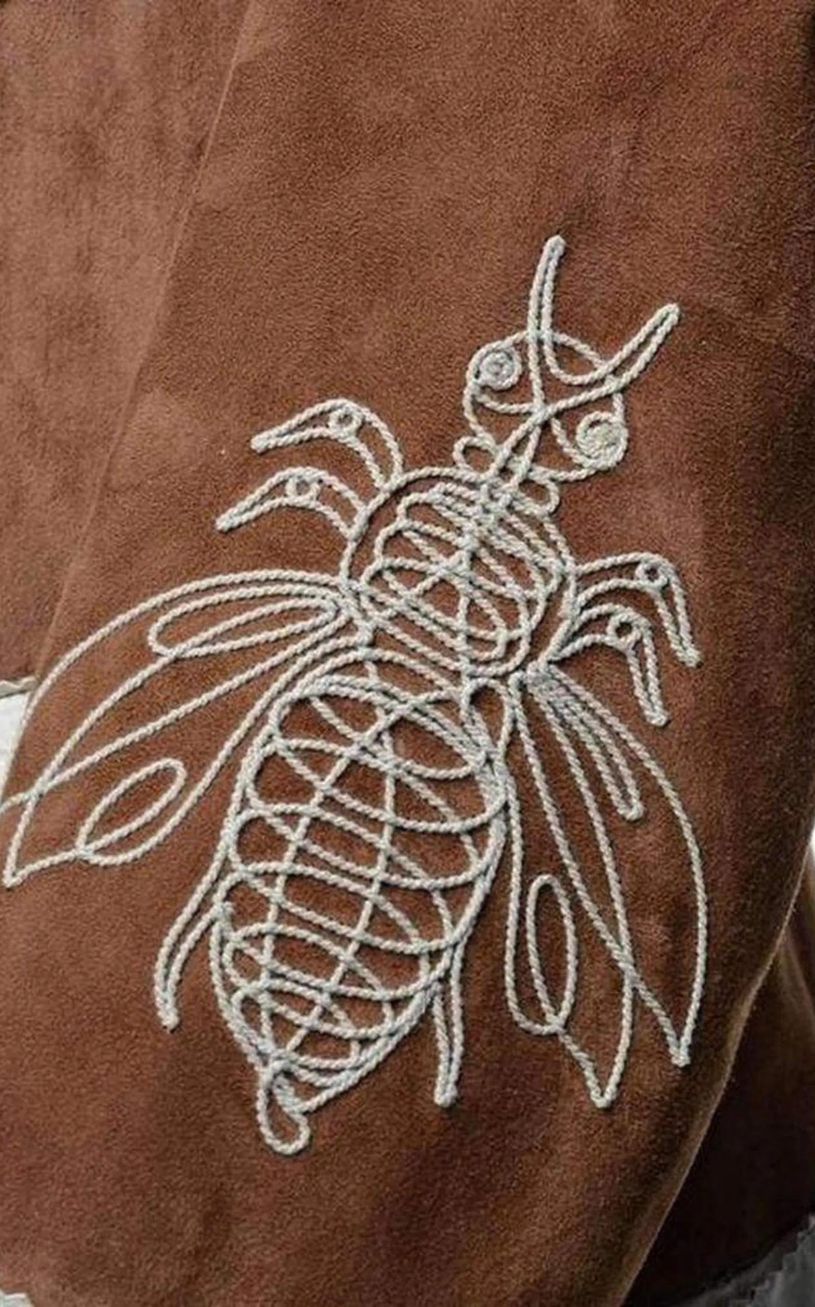 Brown Suede Embroidered Jacket