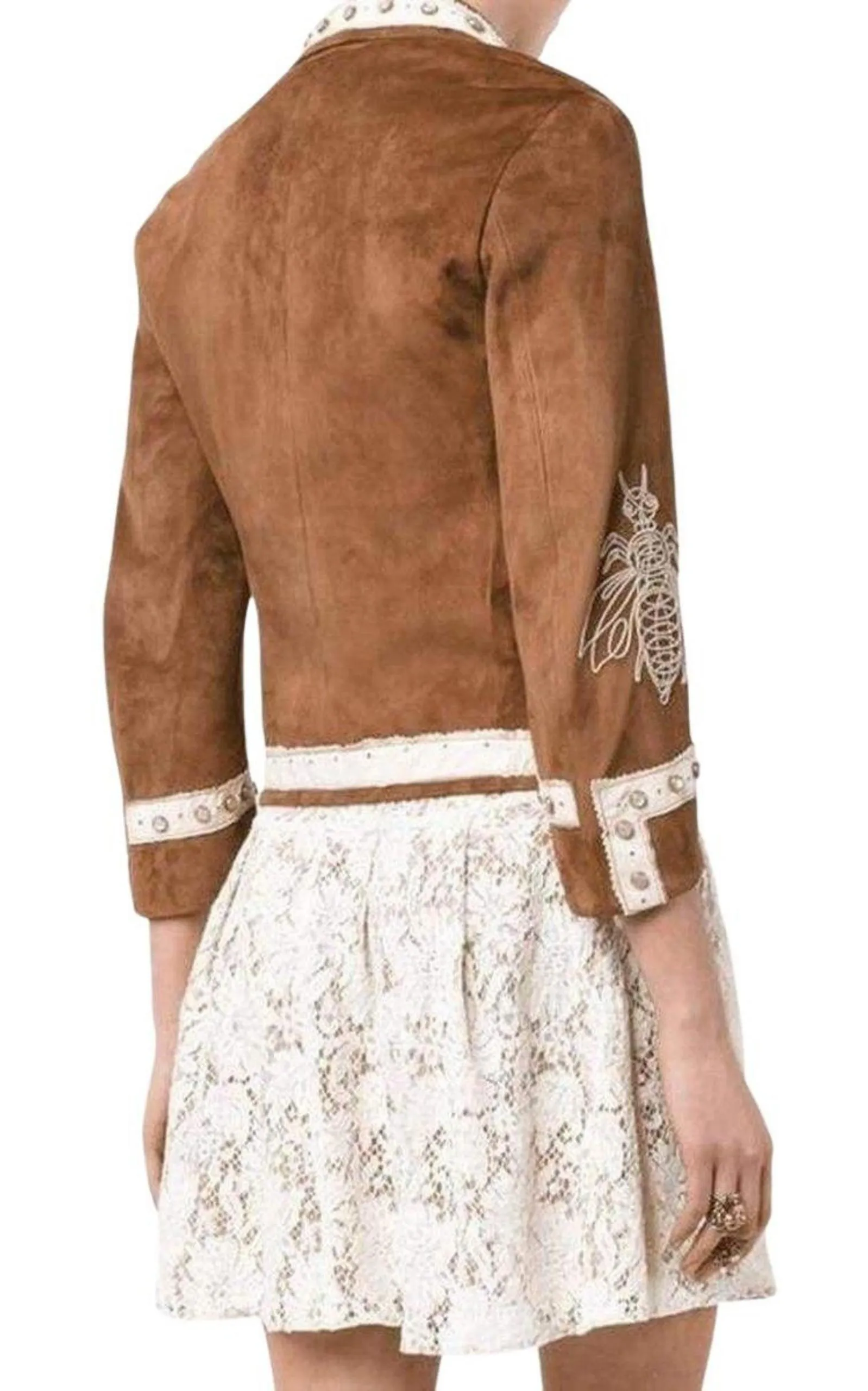 Brown Suede Embroidered Jacket