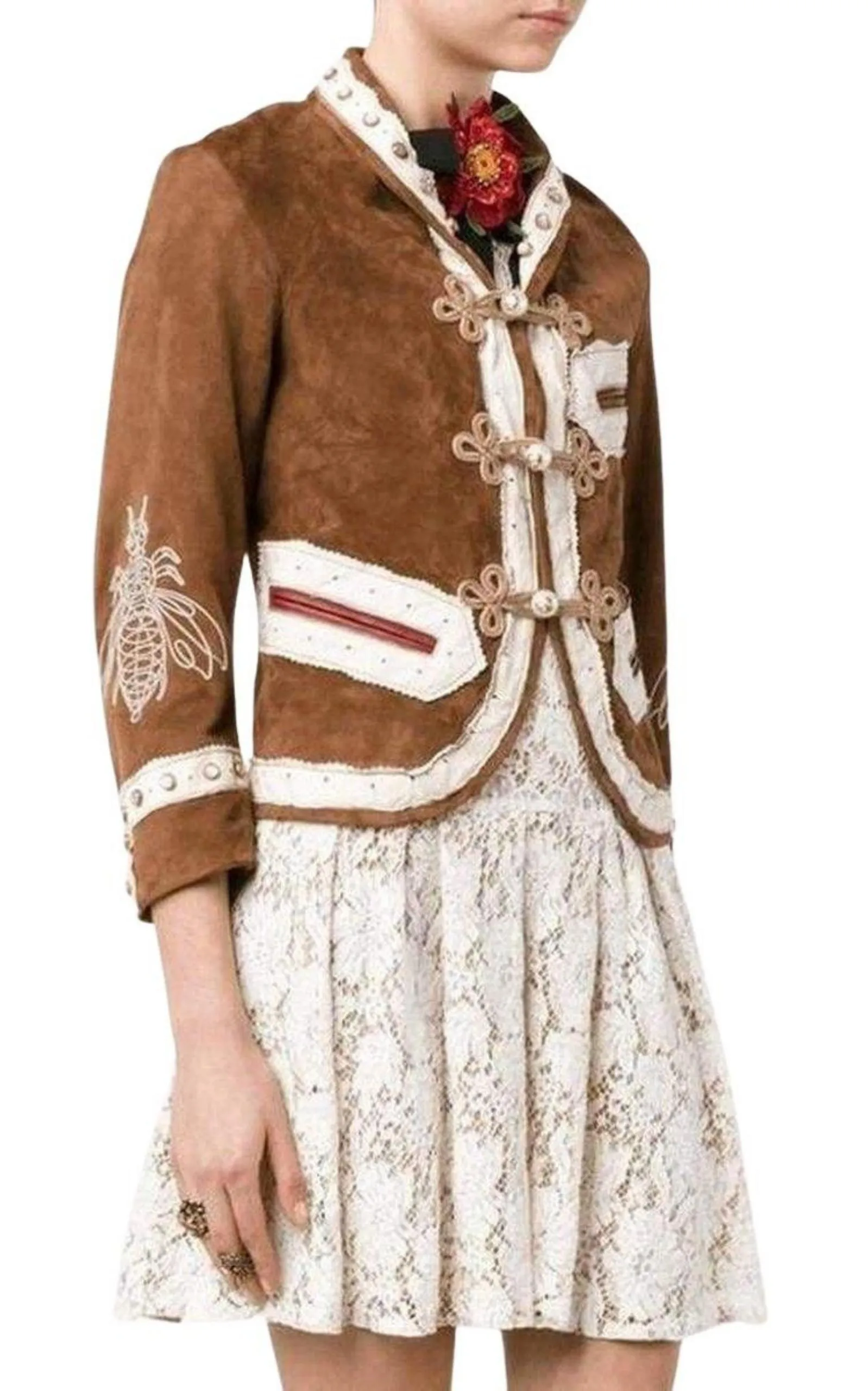 Brown Suede Embroidered Jacket
