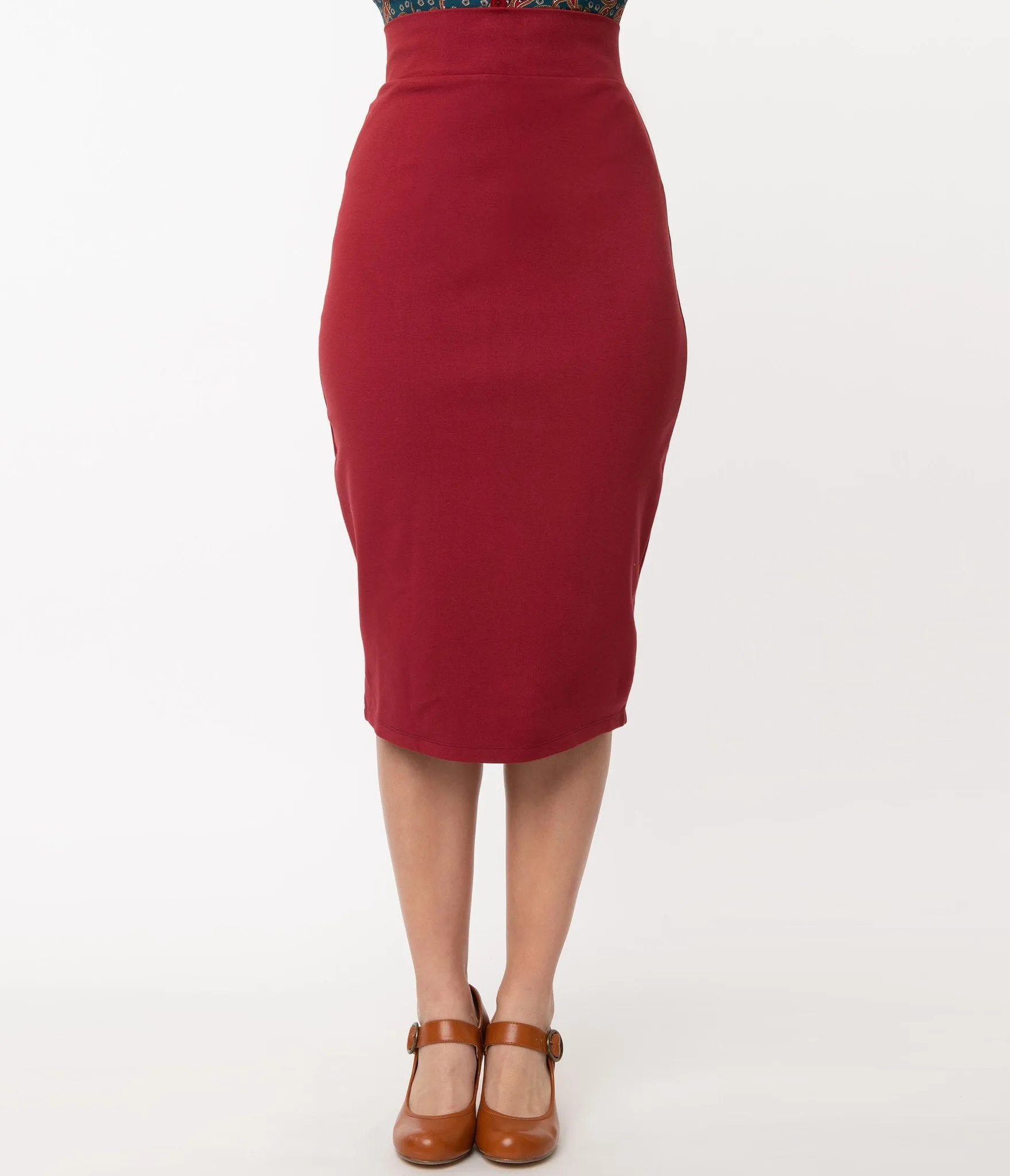 Burgundy Veronica Pencil Skirt