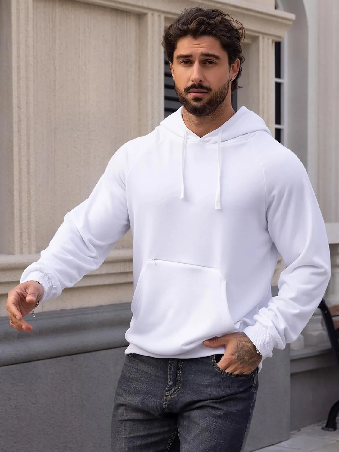 CARWORNIC Men's Hoodies Pullover Soft Hooded Sweatshirts Long Sleeve Casual Hoodies with Zipper Pocket