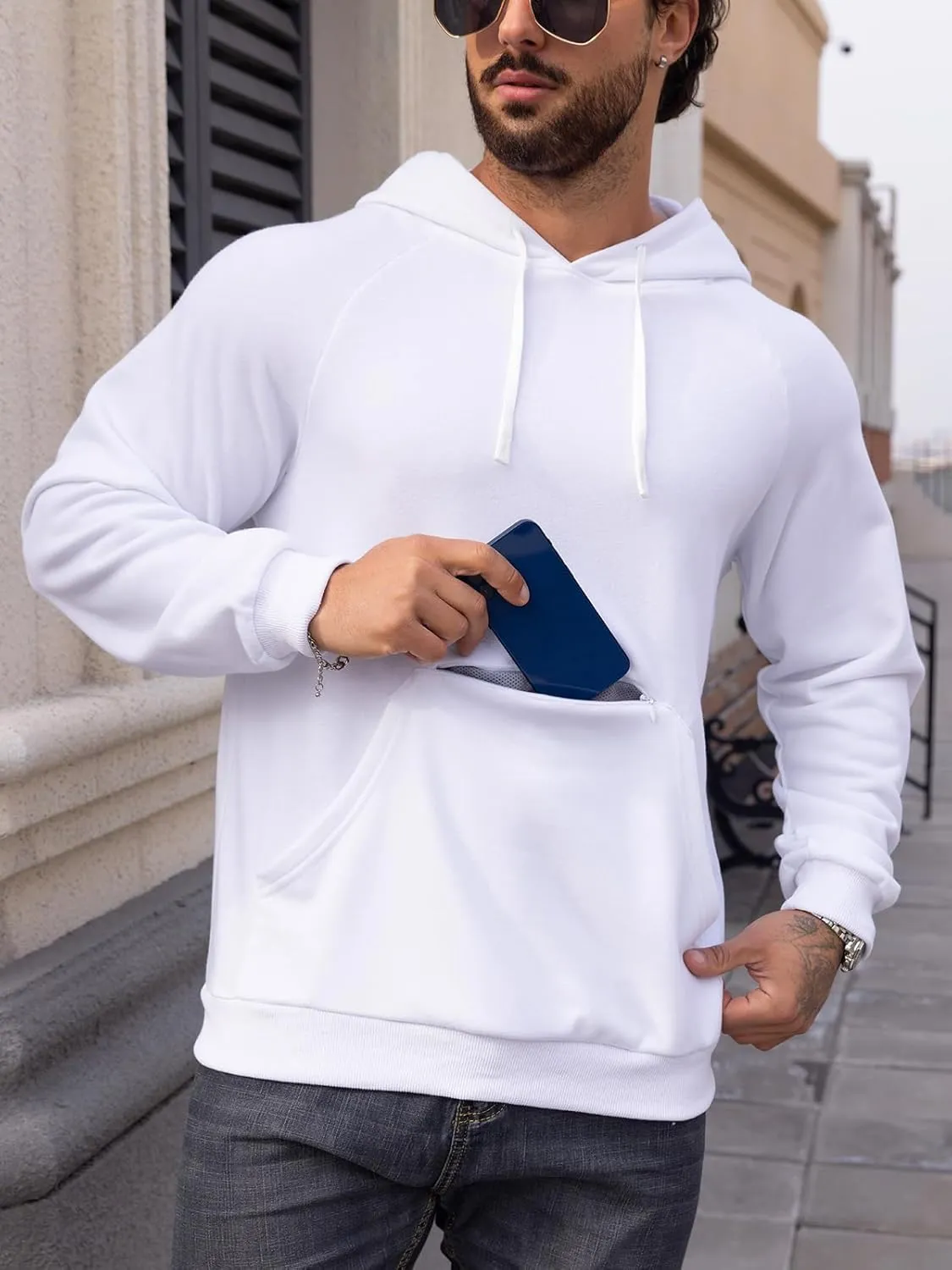 CARWORNIC Men's Hoodies Pullover Soft Hooded Sweatshirts Long Sleeve Casual Hoodies with Zipper Pocket