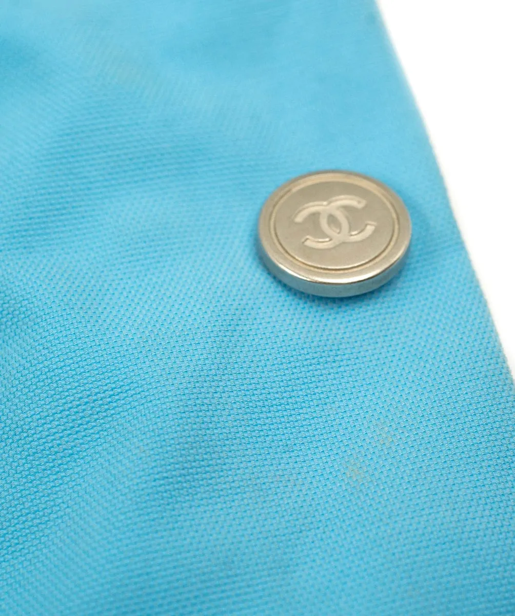 Chanel 02S Vest Skirt Set Blue ASL4614