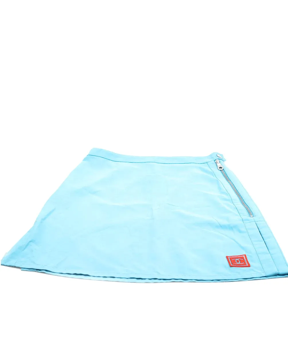 Chanel 02S Vest Skirt Set Blue ASL4614