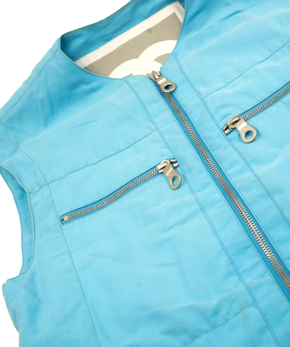 Chanel 02S Vest Skirt Set Blue ASL4614