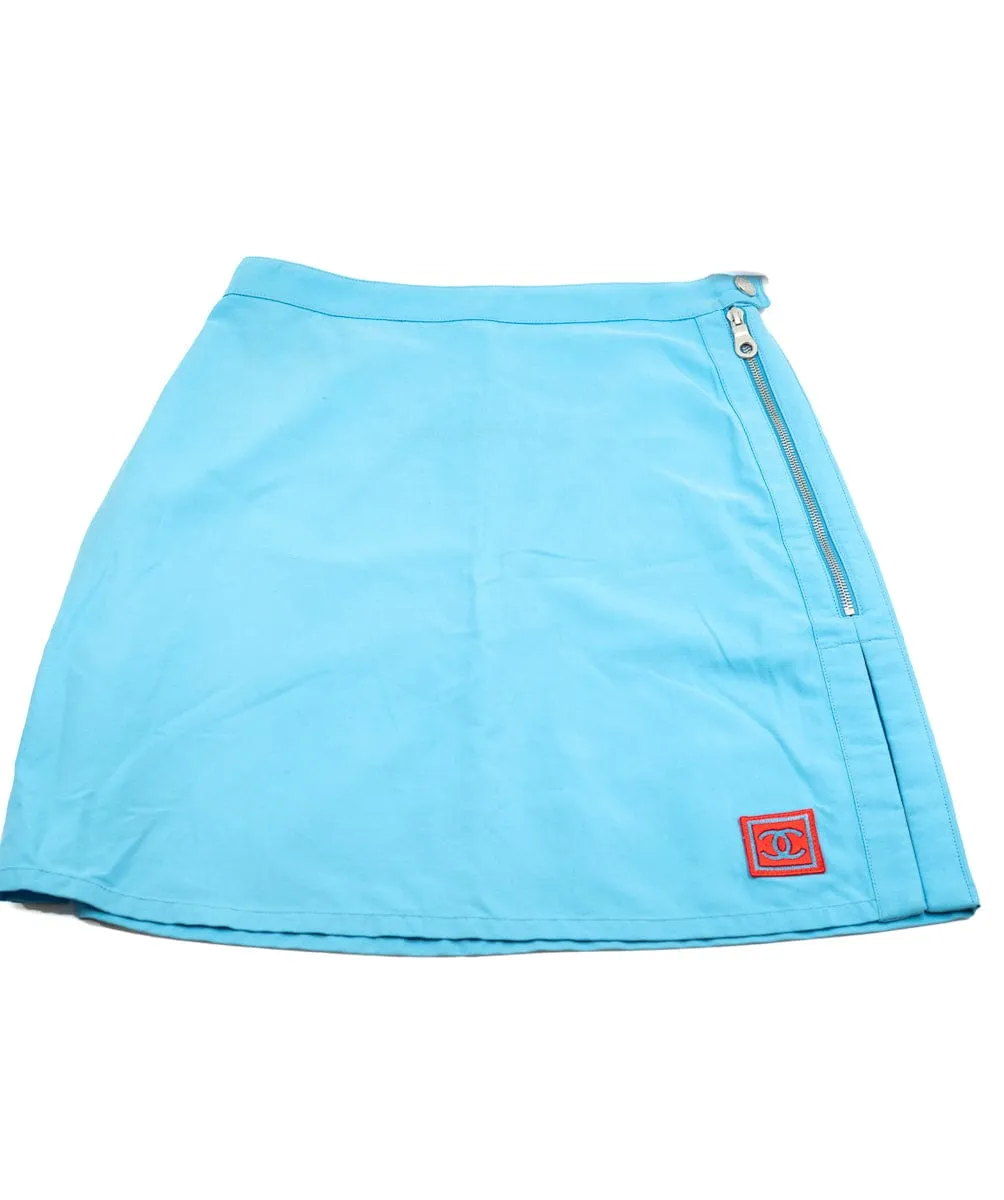 Chanel 02S Vest Skirt Set Blue ASL4614
