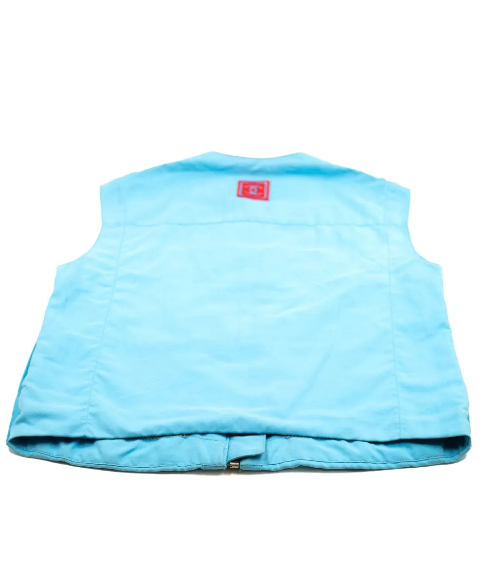 Chanel 02S Vest Skirt Set Blue ASL4614