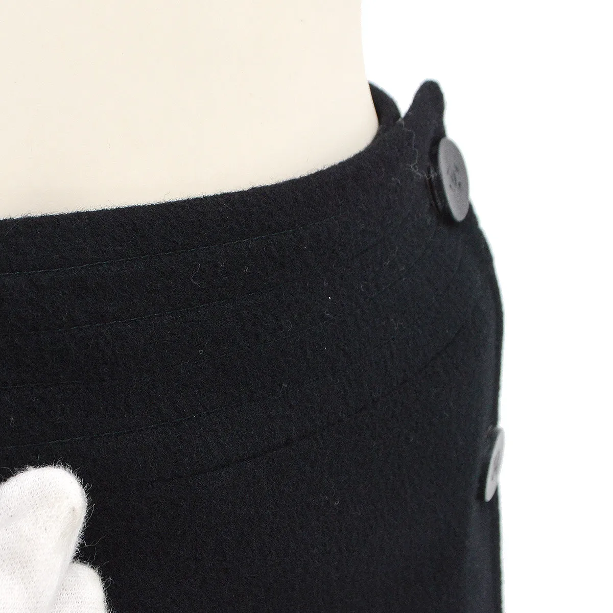 Chanel 2001 Fall buttoned A-line cashmere wrap skirt #34