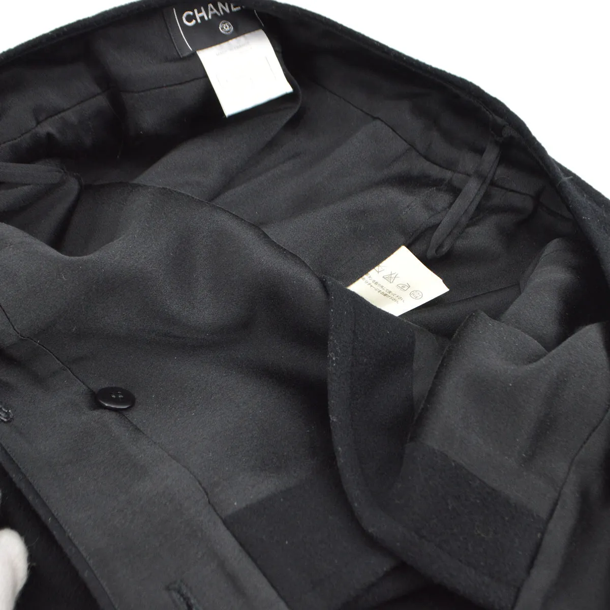 Chanel 2001 Fall buttoned A-line cashmere wrap skirt #34