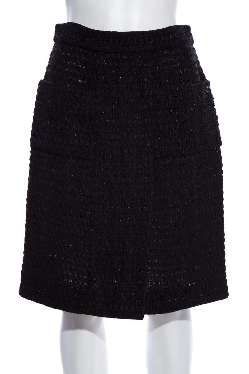 Chanel Black Tweed Skirt SZ 38