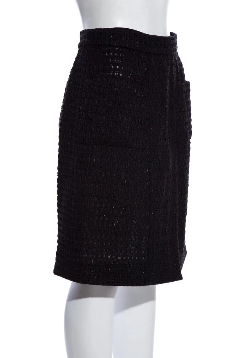 Chanel Black Tweed Skirt SZ 38