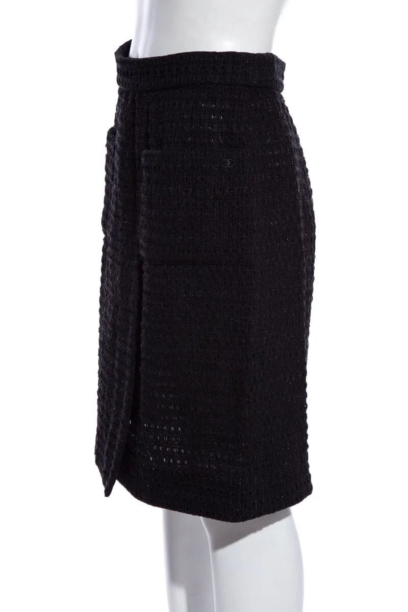 Chanel Black Tweed Skirt SZ 38