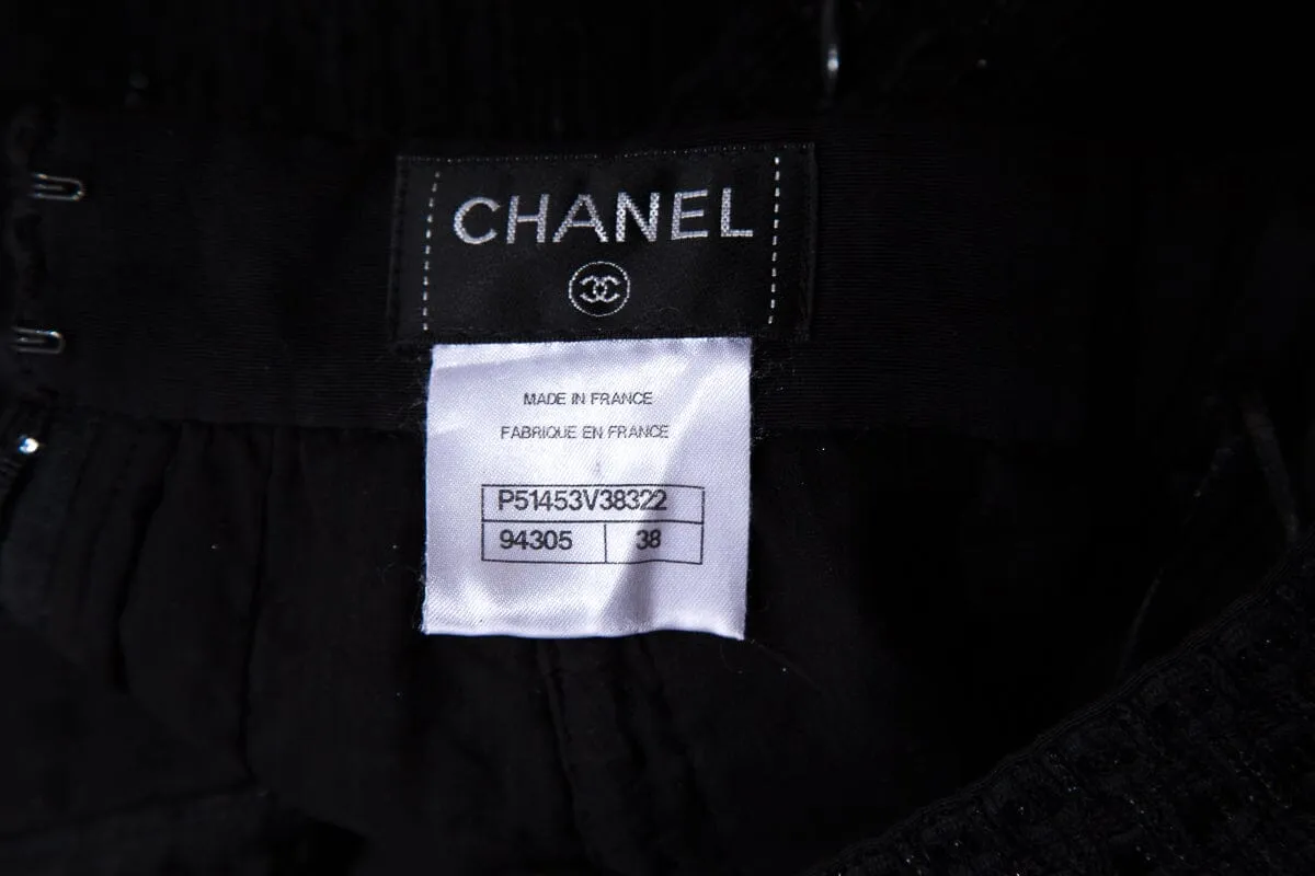 Chanel Black Tweed Skirt SZ 38