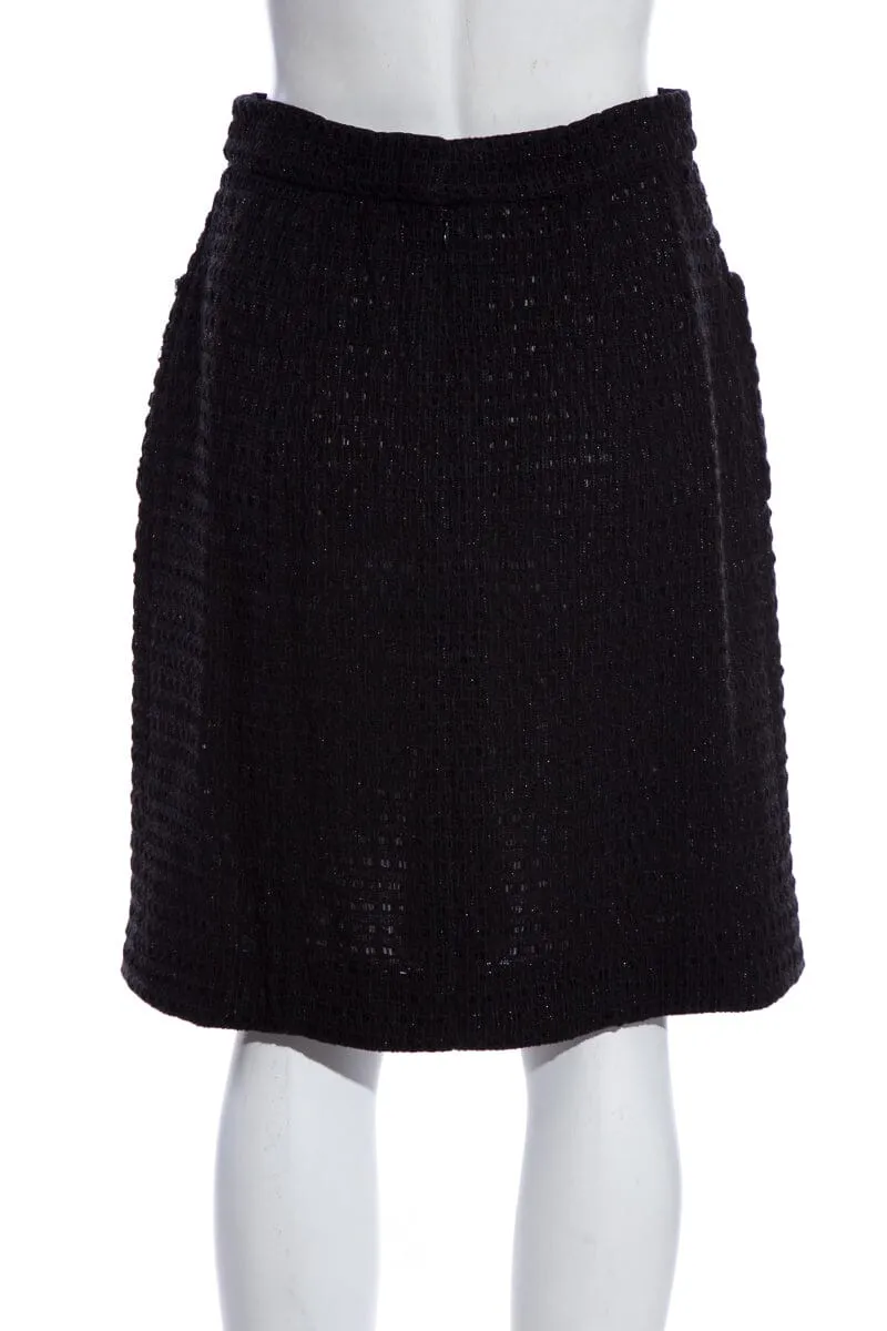 Chanel Black Tweed Skirt SZ 38