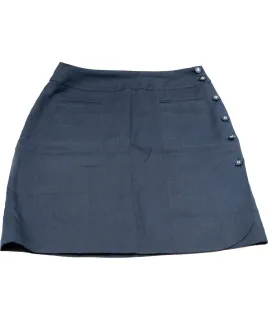 Chanel CC Button Skirt Linen Navy ASL4655