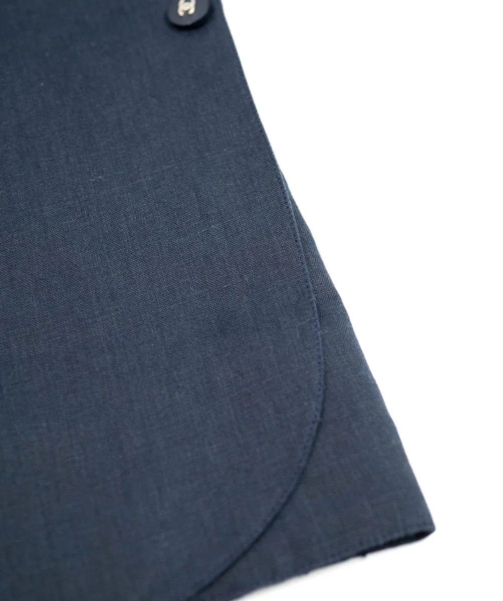 Chanel CC Button Skirt Linen Navy ASL4655