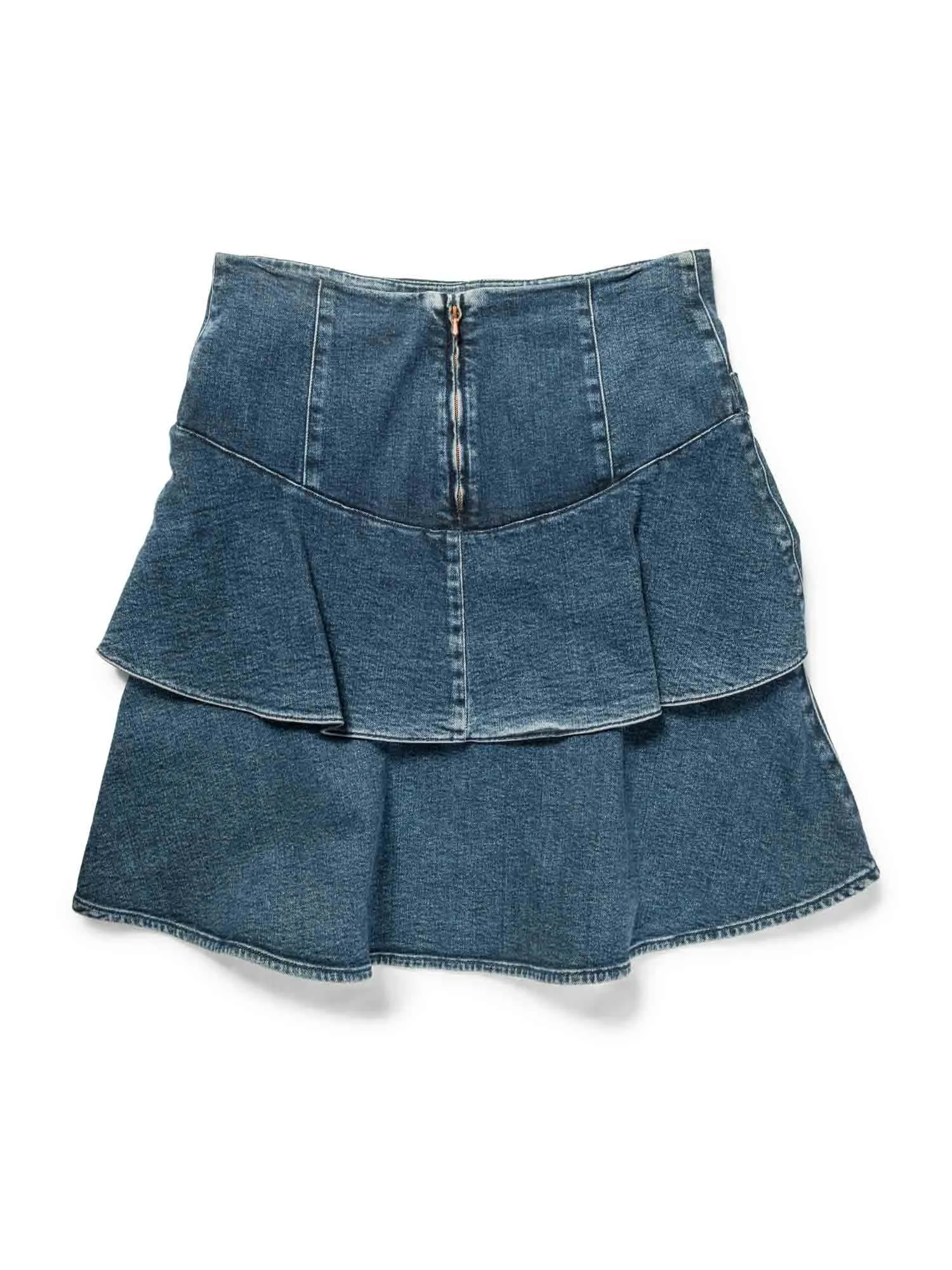 CHANEL CC Logo Denim A-Line Skirt Navy