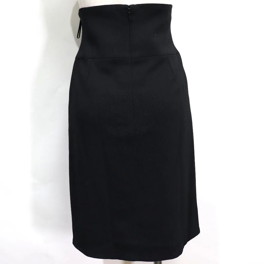 Chanel Wool High Waist Skirt Black