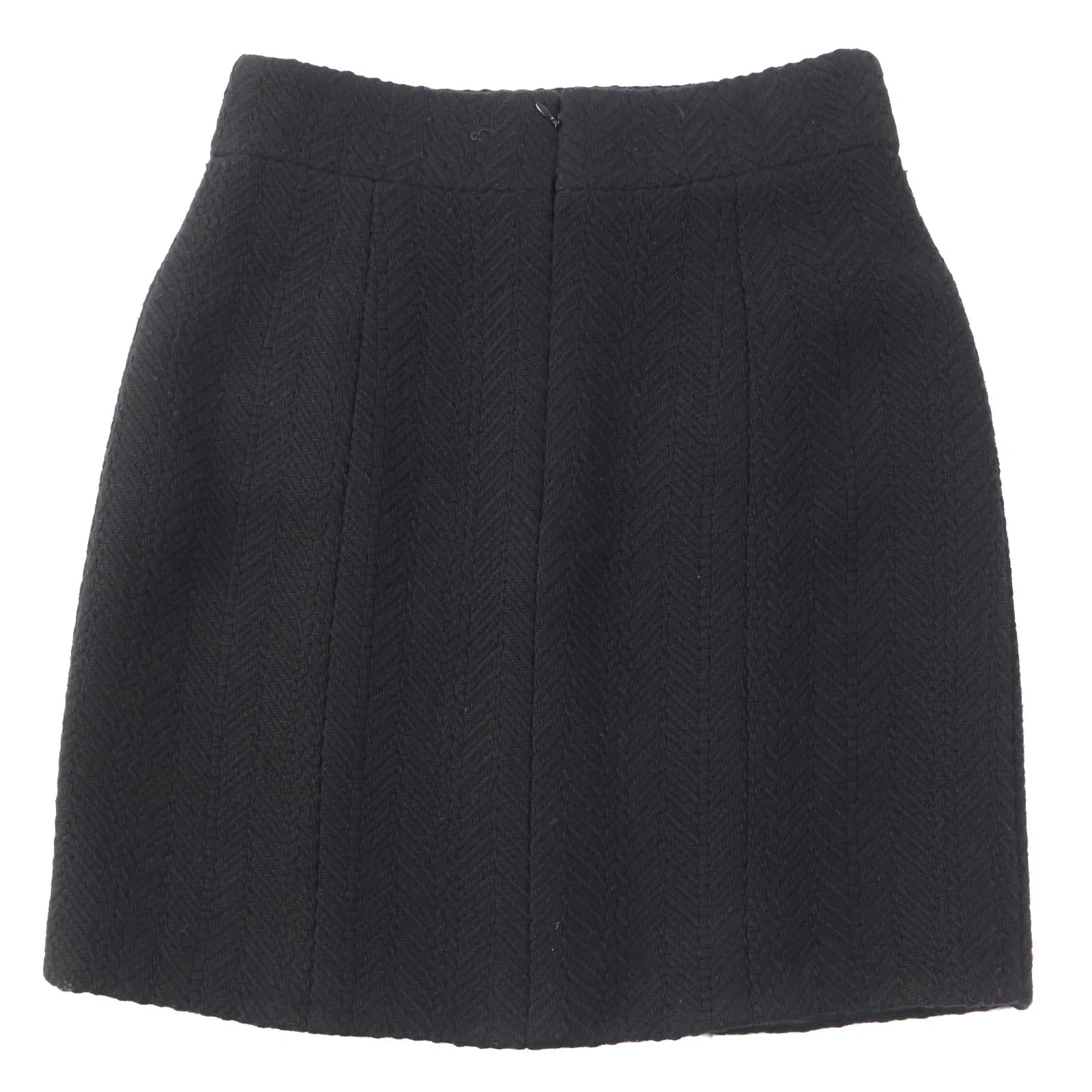 Chanel Wool Tweed Trapezoid Skirt Black