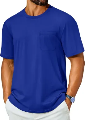 Cotrasen Men's T-Shirts Cotton Short Sleeve T Shirts for Men UPF 50  Moisture Wicking T-Shirt Casual Crew Neck Pocket Tee