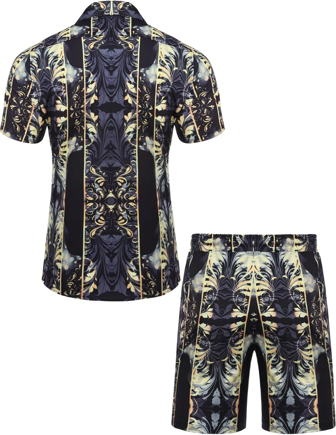 Daupanzees Men's Luxury Casual Button Down Short Sleeve Hawaiian Shirt Suits