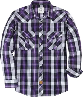 Dubinik Pearl Snap Shirts for Men Long Sleeve Western Shirts for Men Vintage Casual Plaid Shirt Cowboy Shirts for Men