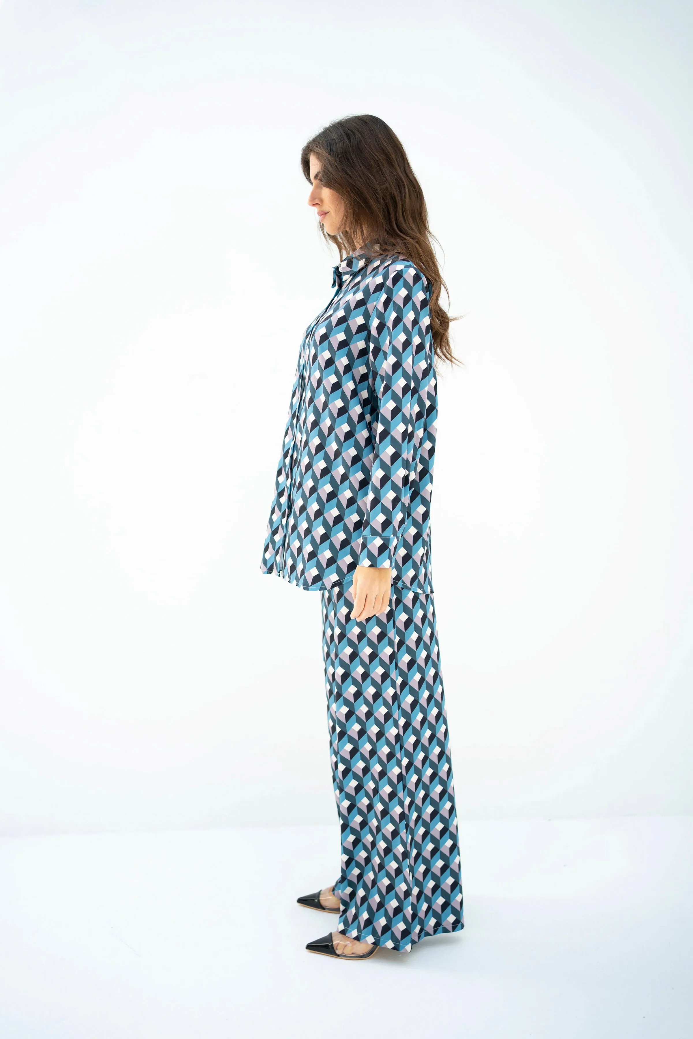 Elaha Geometric Teal Co Ord Set