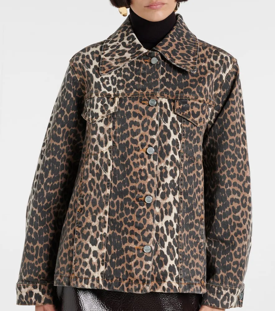 Ganni Leopard-print denim jacket