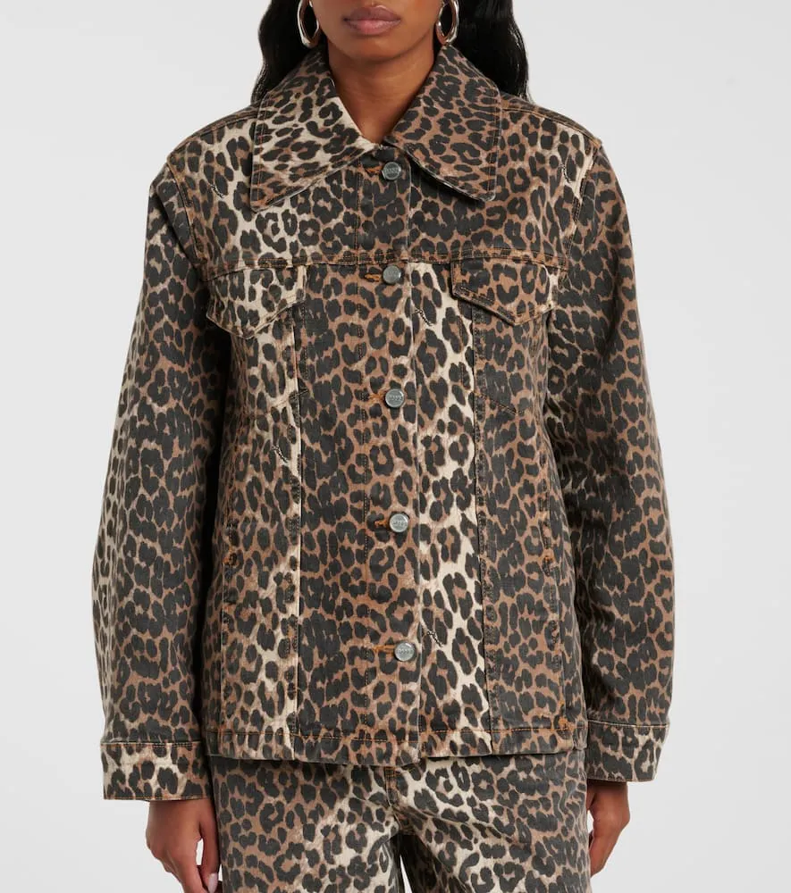 Ganni Leopard-print denim jacket