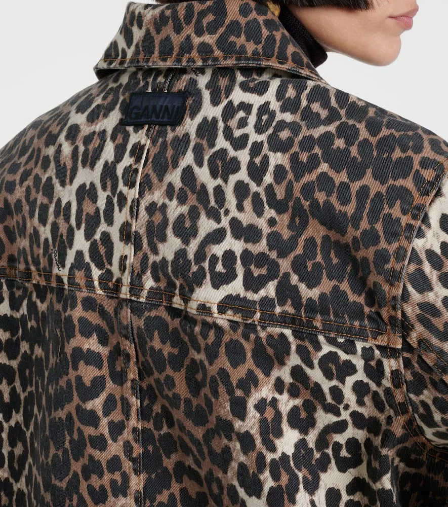 Ganni Leopard-print denim jacket