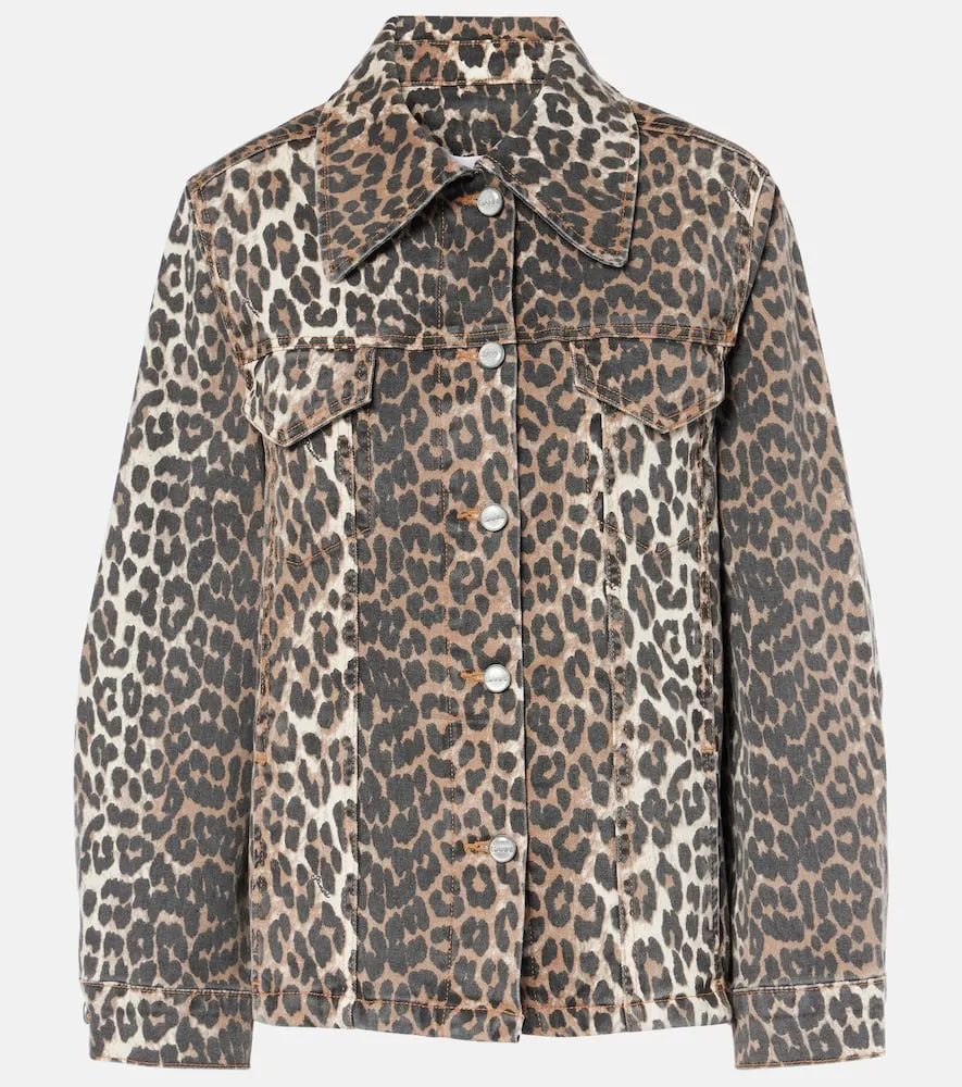 Ganni Leopard-print denim jacket