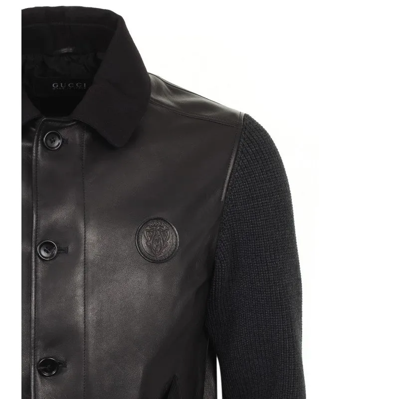 Gucci Black leather bomber jacket